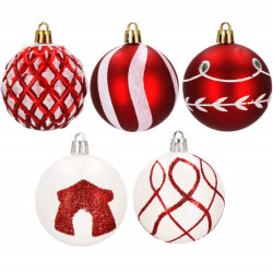 Vianočné banky červeno-bielej mix - 6cm, sada 30ks