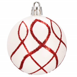 Vianočné banky červeno-bielej mix - 6cm, sada 30ks