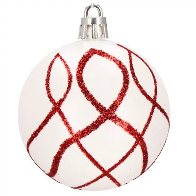 Vianočné banky červeno-bielej mix - 6cm, sada 30ks