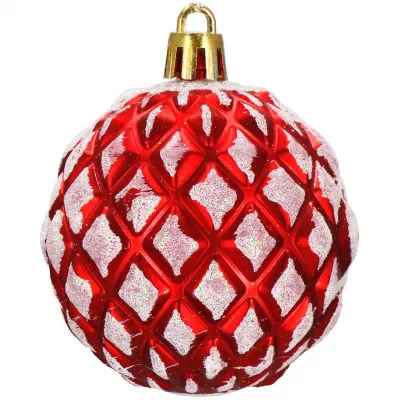 Vianočné banky červeno-bielej mix - 6cm, sada 30ks