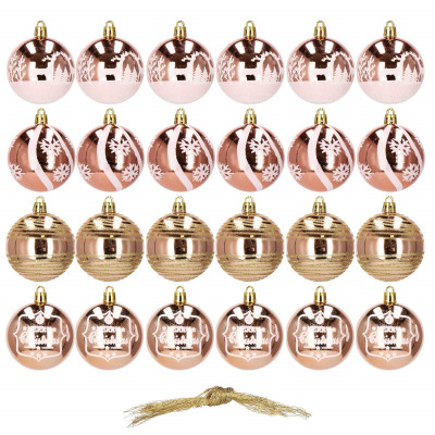 Vianočné banky zlaté mix - 6cm, sada 24ks