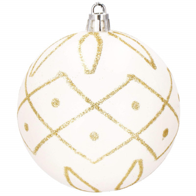 Vianočné banky bielo-zlaté mix - 8cm, sada 16ks