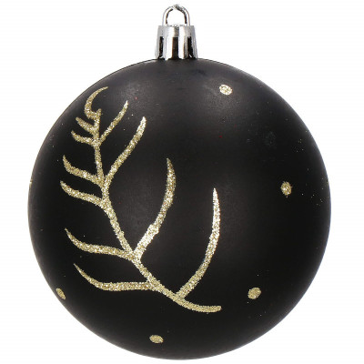 Vianočné banky čierno-zlaté mix - 8 cm, sada 16ks