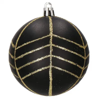 Vianočné banky čierno-zlaté mix - 8 cm, sada 16ks