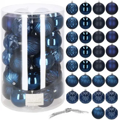 Vianočné banky modré mix - 8cm, sada 30ks