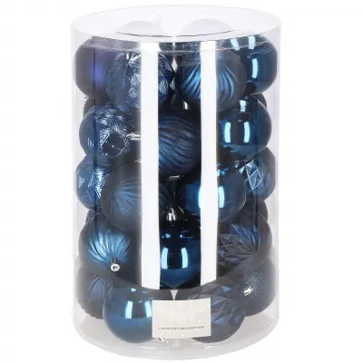 Vianočné banky modré mix - 8cm, sada 30ks