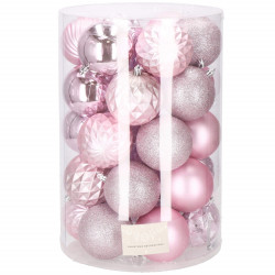 Vianočné banky ružové mix - 8cm, súprava 30ks