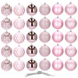 Vianočné banky ružové mix - 8cm, súprava 30ks