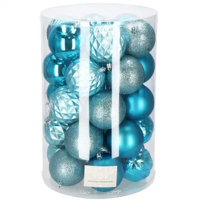 Vianočné banky modré mix - 8cm, sada 30ks