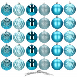 Vianočné banky modré mix - 8cm, sada 30ks