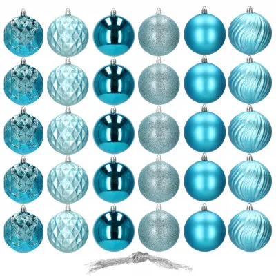 Vianočné banky modré mix - 8cm, sada 30ks