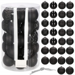 Vianočné banky čierne mix - 8cm, sada 30ks