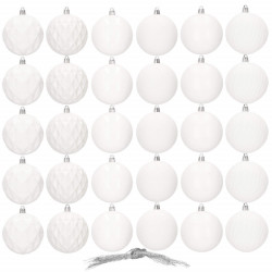 Vianočné banky biele mix - 8cm, sada 30ks