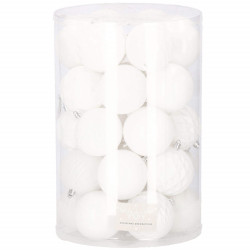 Vianočné banky biele mix - 8cm, sada 30ks