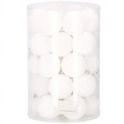 Vianočné banky biele mix - 8cm, sada 30ks