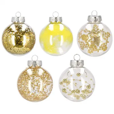 Vianočné banky zlaté s výplňou mix - 7cm, súprava 30ks