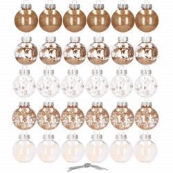 Vianočné banky zlaté s výplňou mix - 6cm, sada 30ks