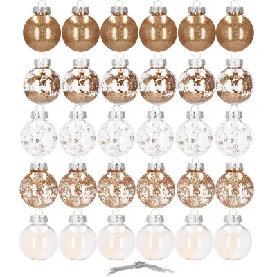 Vianočné banky zlaté s výplňou mix - 6cm, sada 30ks