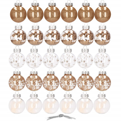 Vianočné banky zlaté s výplňou mix - 6cm, sada 30ks