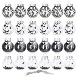 Vianočné banky strieborné s výplňou mix - 5cm, súprava 24ks