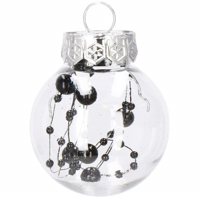 Vianočné banky strieborné s výplňou mix - 5cm, súprava 24ks