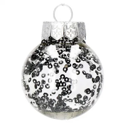 Vianočné banky strieborné s výplňou mix - 5cm, súprava 24ks