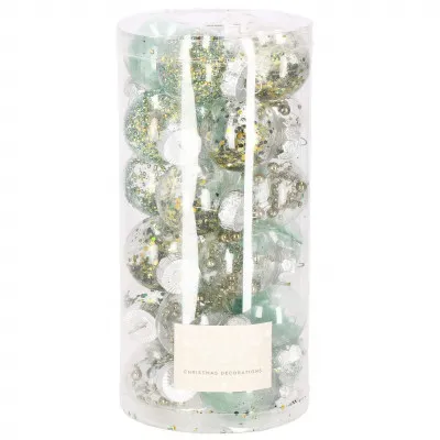 Vianočné banky zeleno-zlaté s výplňou mix - 5cm, sada 24ks