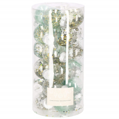 Vianočné banky zeleno-zlaté s výplňou mix - 5cm, sada 24ks