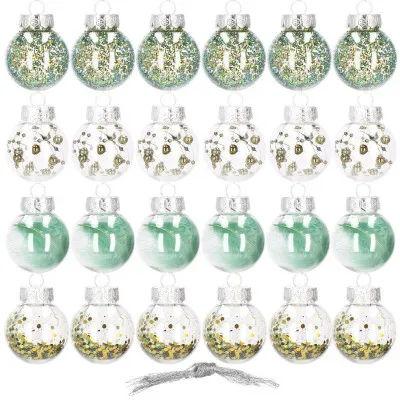 Vianočné banky zeleno-zlaté s výplňou mix - 5cm, sada 24ks