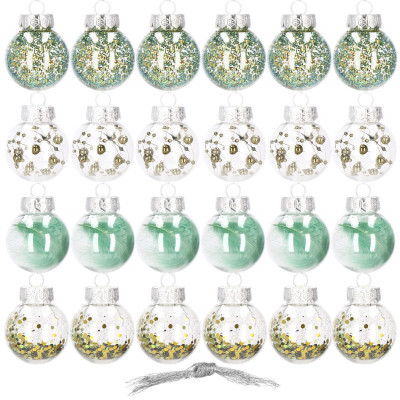 Vianočné banky zeleno-zlaté s výplňou mix - 5cm, sada 24ks