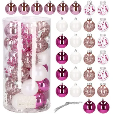 Vianočné banky ružovo-biele mix - sada 30ks