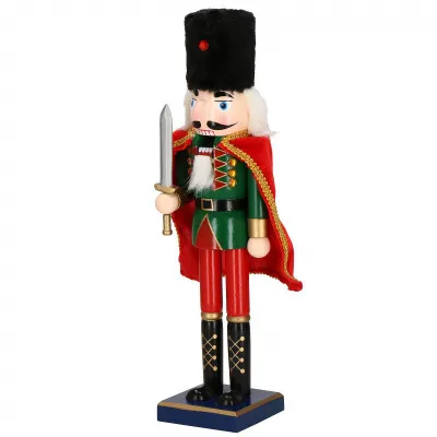 Luskáčik - Vojak so šabľou 38 cm, zeleno-červený