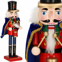 Luskáčik - Vojak s bubienkom 38 cm, modro-červený