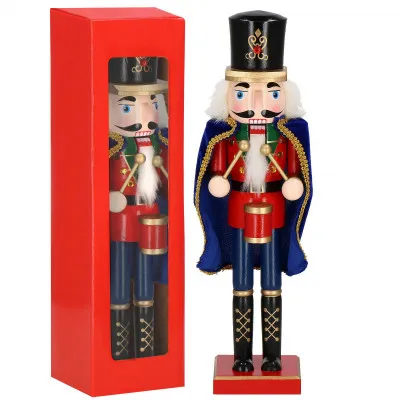 Luskáčik - Vojak s bubienkom 38 cm, modro-červený