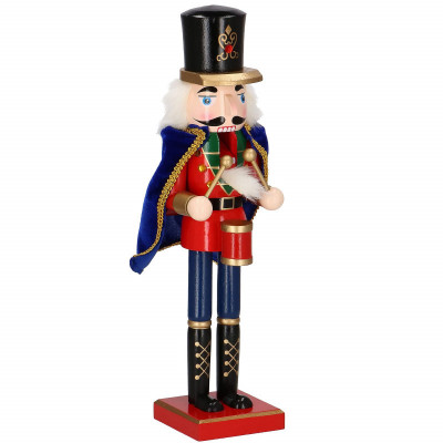 Luskáčik - Vojak s bubienkom 38 cm, modro-červený