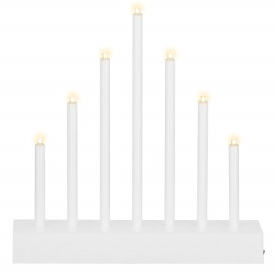 LED vianočný svietnik - 7 sviečok, 20cm, 3xAA, biely