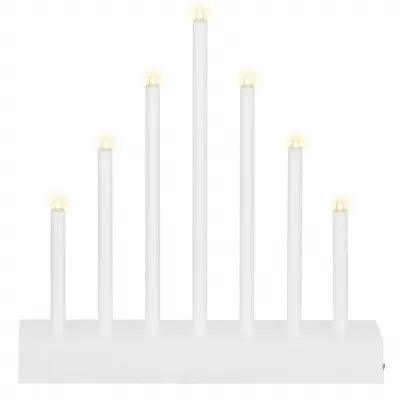 LED vianočný svietnik - 7 sviečok, 20cm, 3xAA, biely