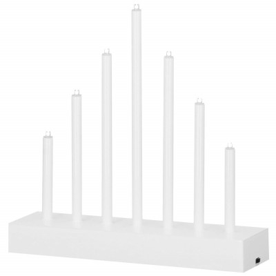 LED vianočný svietnik - 7 sviečok, 20cm, 3xAA, biely