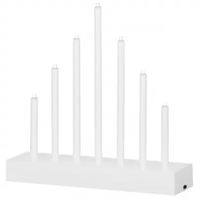 LED vianočný svietnik - 7 sviečok, 20cm, 3xAA, biely