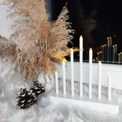 LED vianočný svietnik - 7 sviečok, 20cm, 3xAA, biely