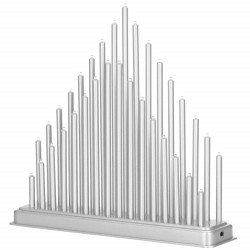 LED vianočný svietnik - 33 sviečok, 32cm, 3xAA, strieborný