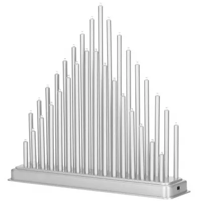 LED vianočný svietnik - 33 sviečok, 32cm, 3xAA, strieborný