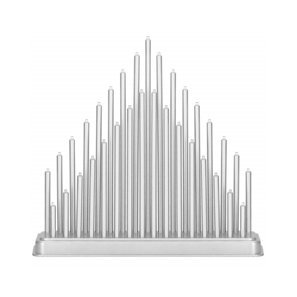 LED vianočný svietnik - 33 sviečok, 32cm, 3xAA, strieborný