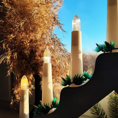 LED vianočný svietnik - 7 sviečok, 30cm, 2xAA, biely