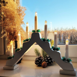 LED vianočný svietnik - 7 sviečok, 30cm, 2xAA, biely