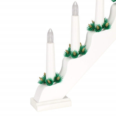 LED vianočný svietnik - 7 sviečok, 30cm, 2xAA, biely