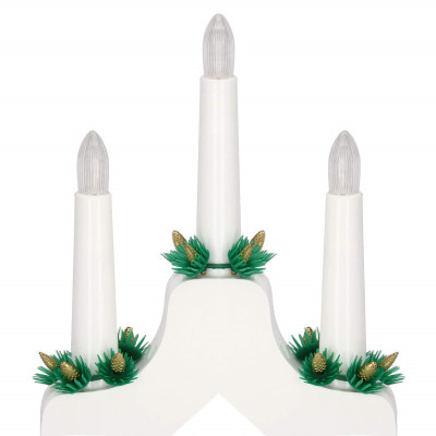 LED vianočný svietnik - 7 sviečok, 30cm, 2xAA, biely