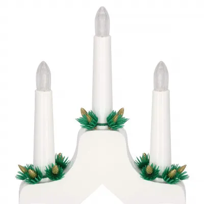 LED vianočný svietnik - 7 sviečok, 30cm, 2xAA, biely