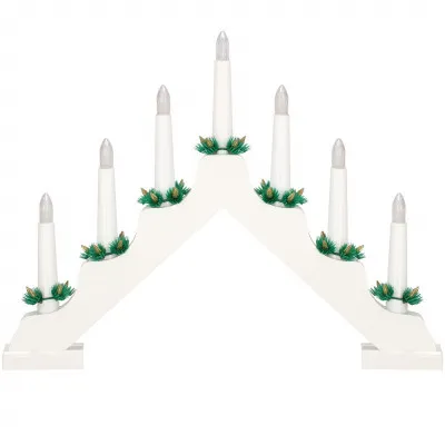 LED vianočný svietnik - 7 sviečok, 30cm, 2xAA, biely