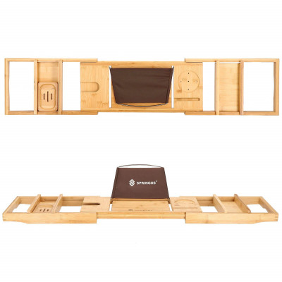Odkladacia polica na vaňu 75-110 cm bambusová SPRINGOS HA1024